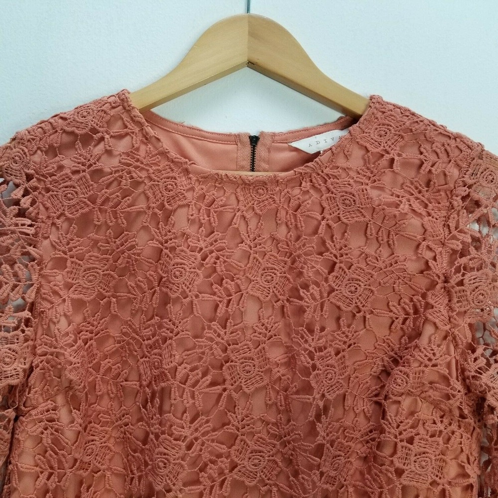 ADIVA NEW Romantic Crochet Lace Blouse Top Lined Orange Women's Size Small - Picture 2 of 12